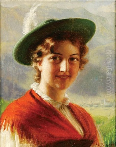 Portrait Of Bavarian Beauty Oil Painting by Alois Binder