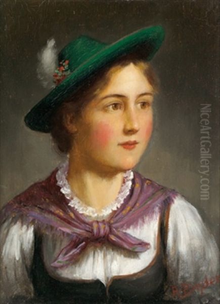 Portrait Eines Dirndls Oil Painting by Alois Binder