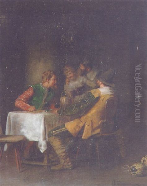 An Interior Of A Tavern Oil Painting by Alois Binder