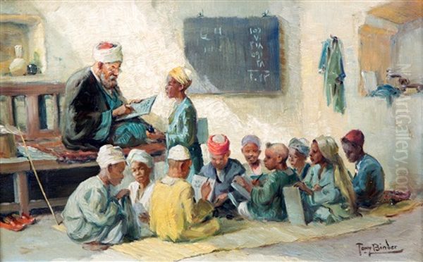 Koranic School Class Oil Painting by Tony Binder