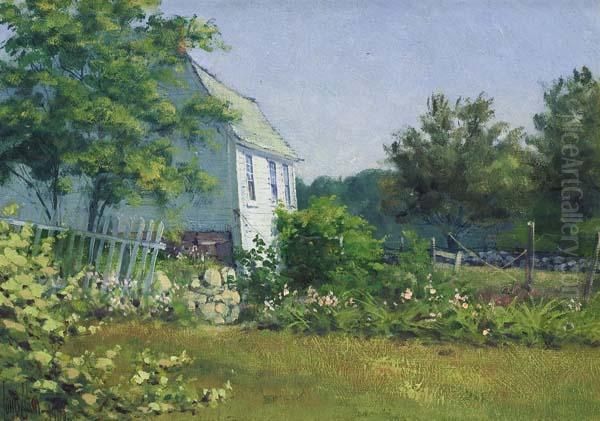 The White Picket Fence Oil Painting by Louis B. Akin