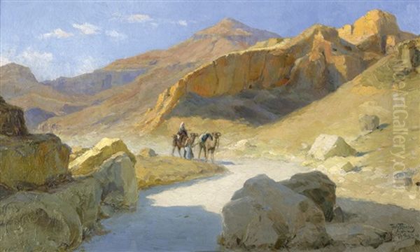 Kamelreiter Im Tal Der Konige In Theben Oil Painting by Tony Binder