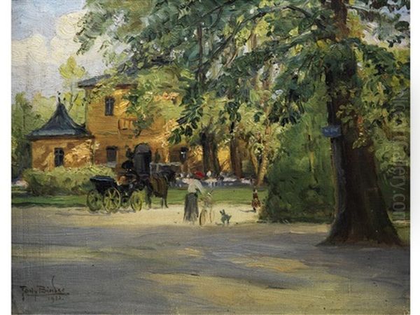 Restaurantgebaude Am Chinesischen Turm Im Englischen Garten Oil Painting by Tony Binder