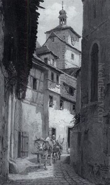 Ochsengespann In Einer Gasse Oil Painting by Tony Binder