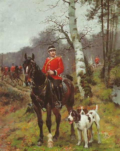 The Huntsmen Oil Painting by Adolphe Gustave Binet