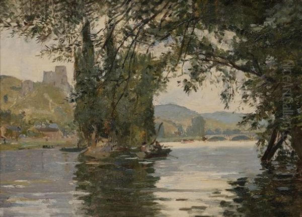 Paysage A La Riviere Oil Painting by Georges Jules Ernest Binet