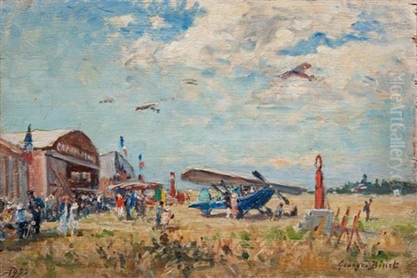 Aerodrome De Octeville, Normandie Oil Painting by Georges Jules Ernest Binet