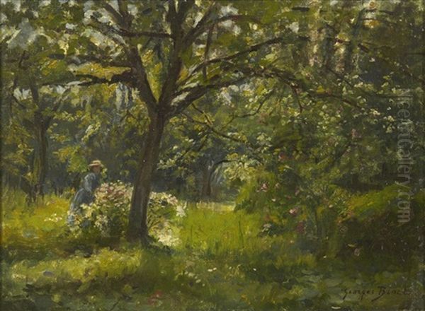 Femme Dans Son Jardin Oil Painting by Georges Jules Ernest Binet