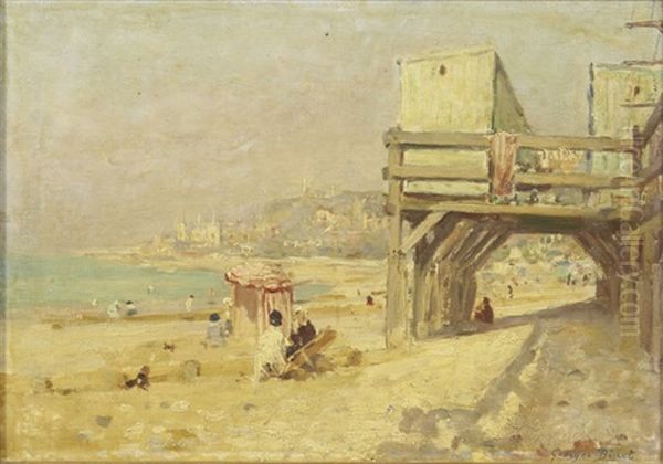 Scene De Plage Oil Painting by Georges Jules Ernest Binet