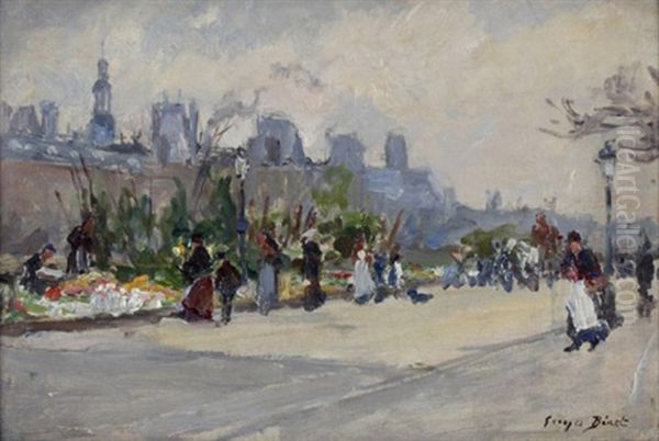 Le Quai Aux Fleurs, Paris by Georges Jules Ernest Binet