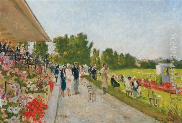 A Day At The Race Track Oil Painting by Georges Jules Ernest Binet