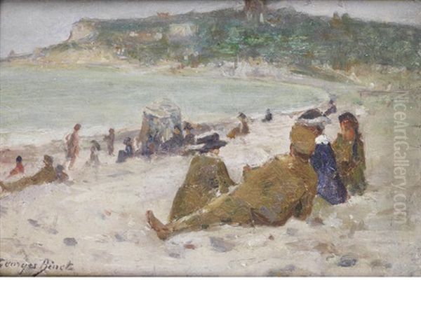 La Plage Oil Painting by Georges Jules Ernest Binet