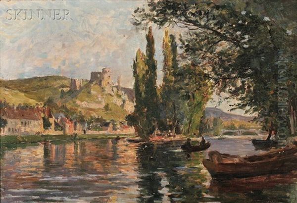 Boating On The River Oil Painting by Georges Jules Ernest Binet