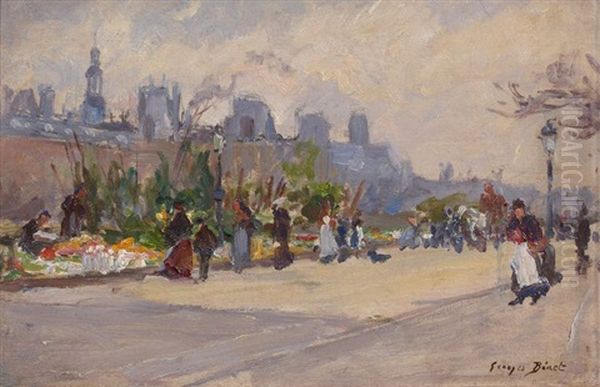 Le Quai Aux Fleurs Oil Painting by Georges Jules Ernest Binet