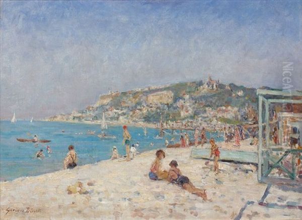 Scene De Plage Oil Painting by Georges Jules Ernest Binet