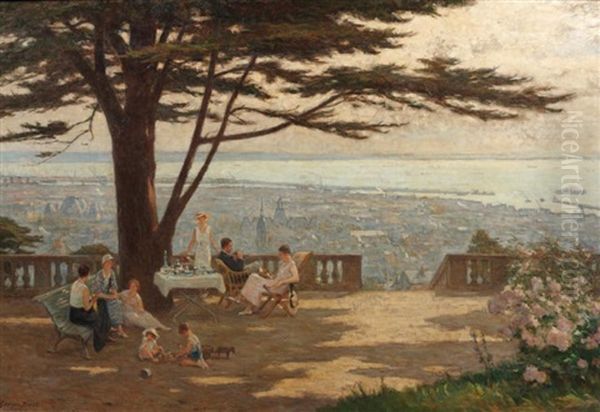 Terrasse Dominant Le Havre Oil Painting by Georges Jules Ernest Binet