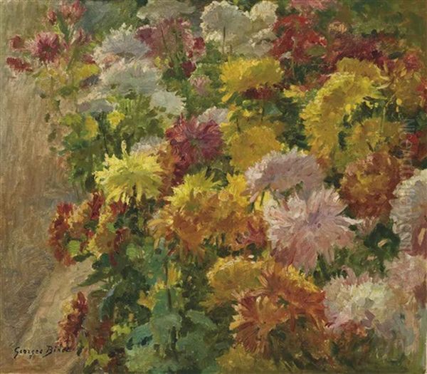 Le Massif De Chrysanthemes Oil Painting by Georges Jules Ernest Binet