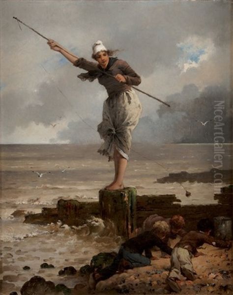 Les Pecheurs De Moules Oil Painting by Georges Jules Ernest Binet