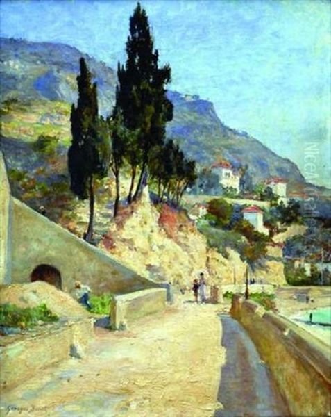 Basse Corniche Vers Monaco Oil Painting by Georges Jules Ernest Binet