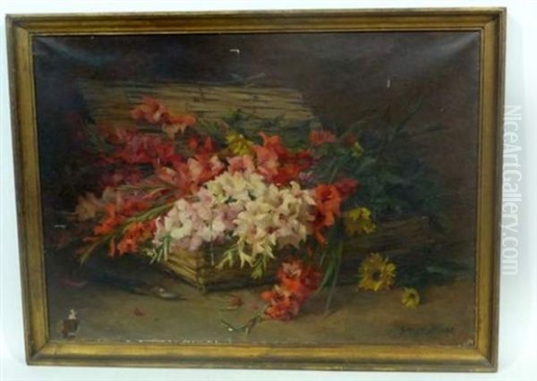 Panier De Glaieuls Oil Painting by Georges Jules Ernest Binet