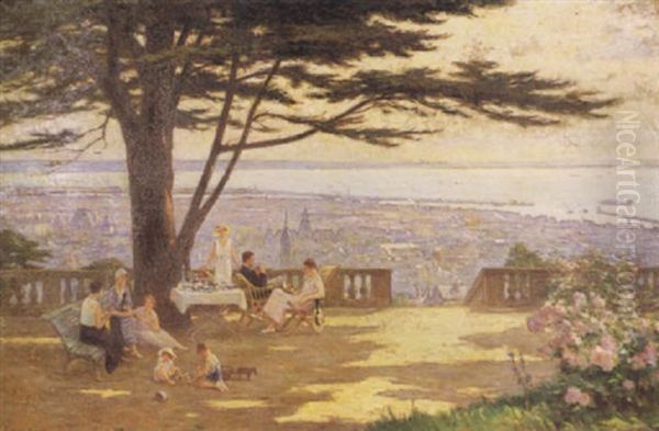 Terrasse Dominant Le Havre Oil Painting by Georges Jules Ernest Binet