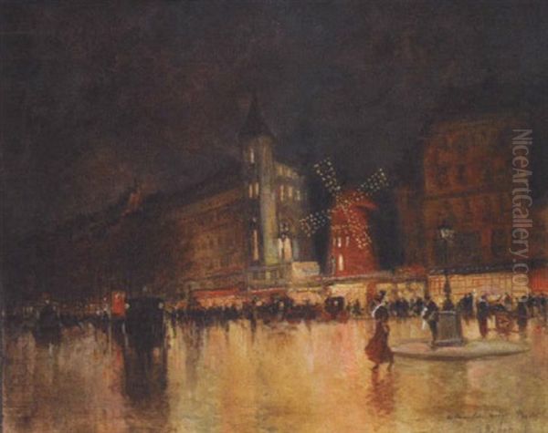 Le Moulin Rouge Oil Painting by Georges Jules Ernest Binet