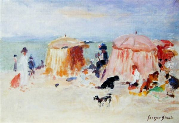 Sur La Plage Oil Painting by Georges Jules Ernest Binet