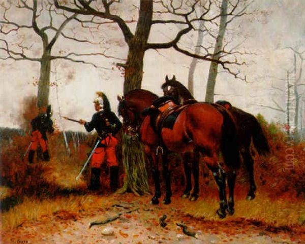 Cavalry Soldiers On Guard by Georges Jules Ernest Binet