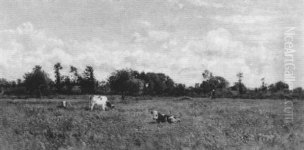 Vaches Au Paturage Oil Painting by Victor Jean Baptiste Barthelemy Binet