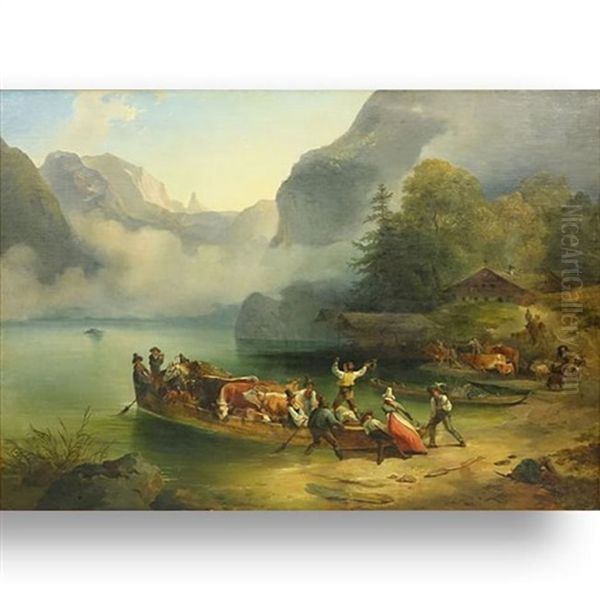 Crossing The Colorado River Oil Painting by George Caleb Bingham