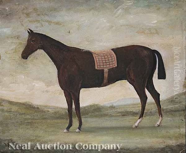 Horse With A Red Patterned Saddleblanket Oil Painting by Reuben Ward Binks