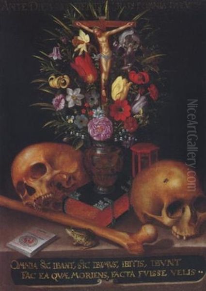 Vanitas-stilleben Mit Deutschem Almanach Oil Painting by Pieter Binoit