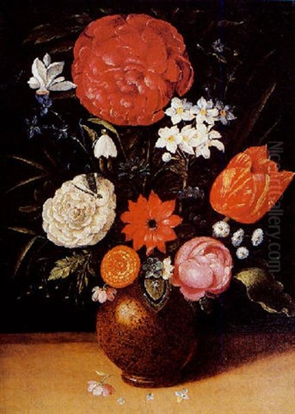 Bouquet De Fleurs Sur Un Entablement Oil Painting by Pieter Binoit