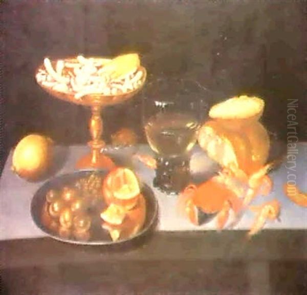 A Still Life With A Roemer, A Dish Of Sweetmeats... Oil Painting by Pieter Binoit