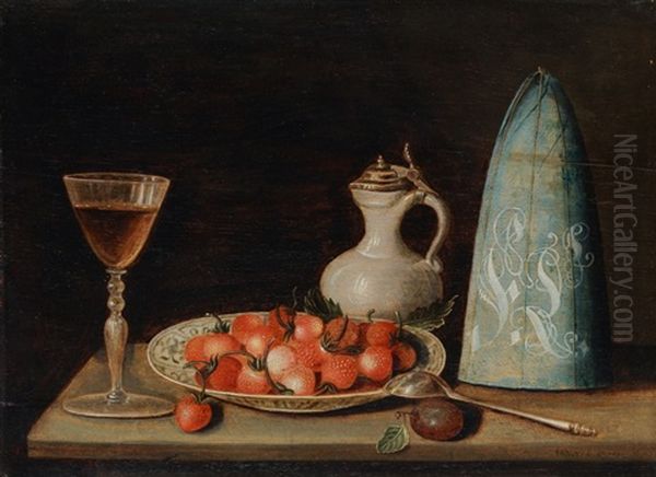 Gegenstucke: Stillleben Mit Kirschen Und Stillleben Mit Erdbeeren (pair) Oil Painting by Hugo Binoy