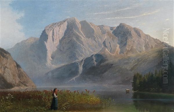 Der Altausseersee Mit Der Trisselwand Oil Painting by Carl (Baron) von Binzer