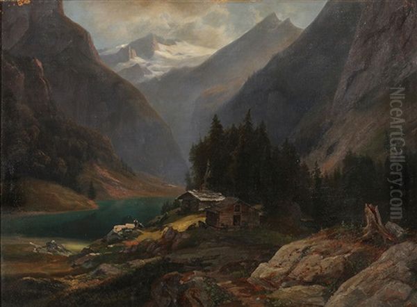 Seealpsee Oil Painting by Gottlieb Bion