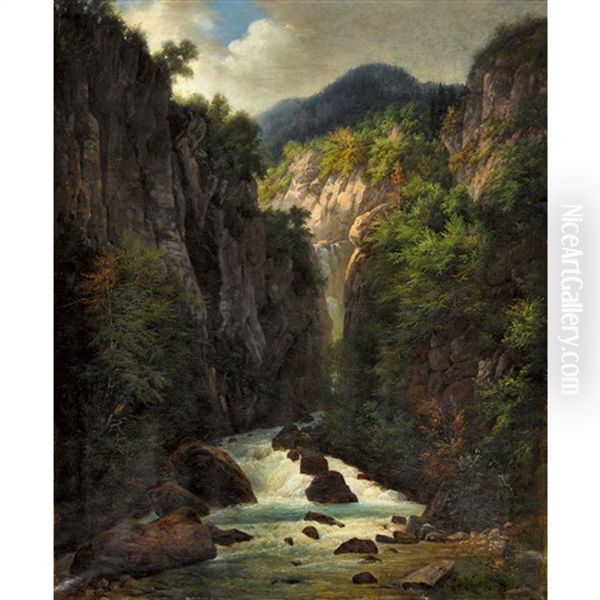 Die Viamala-schlucht Oil Painting by Gottlieb Bion