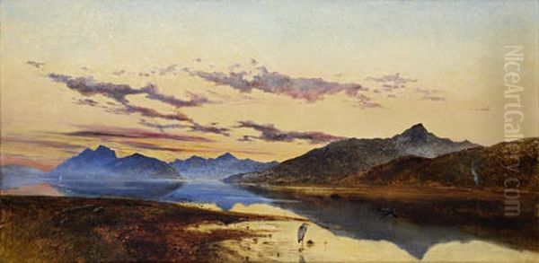 Sunset Loch Leven From Ballaculish Ferry Oil Painting by Downward Birch