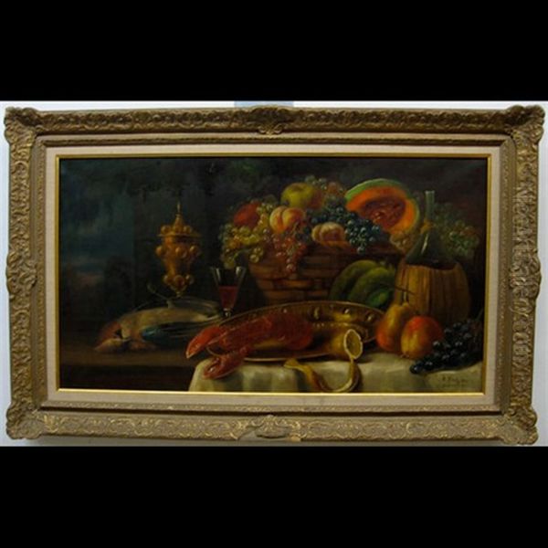 Still Life With Lobster Oil Painting by Reginald Bathurst Birch