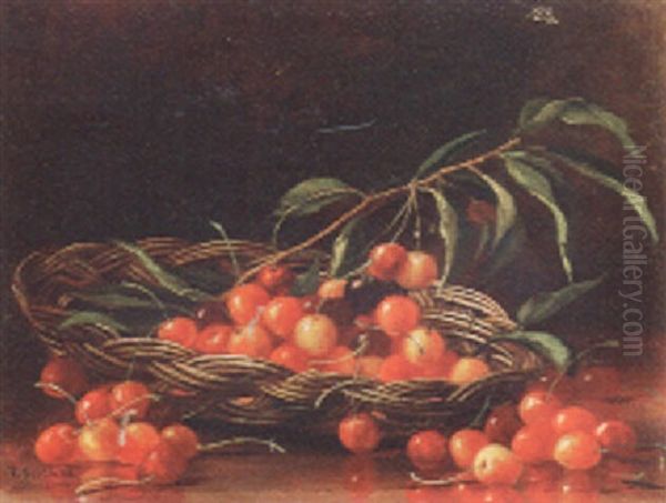 Cherries In A Basket Oil Painting by Reginald Bathurst Birch