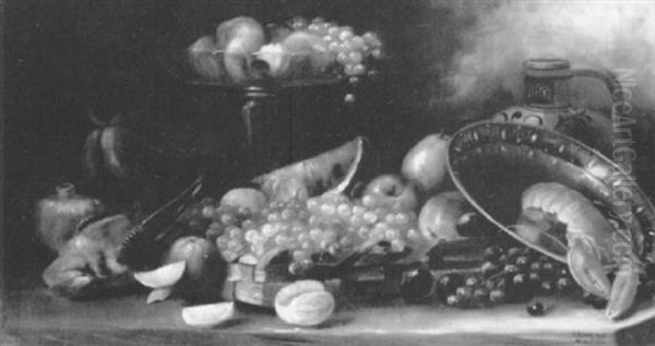 Nature Morte Aux Fruits Et Au Homard Oil Painting by Reginald Bathurst Birch