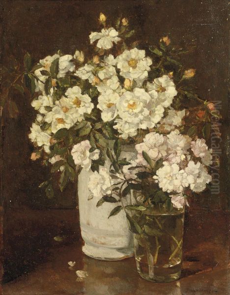 Floribunda Roses Oil Painting by Johannes Evert Akkeringa