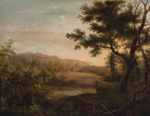 Fishing On A Summer's Afternoon Oil Painting by Thomas Birch