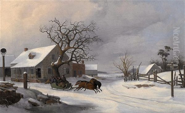 Winter Landscape Oil Painting by Thomas Birch