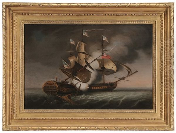 Engagement Between The Uss Constitution And The Guerriere by Thomas Birch