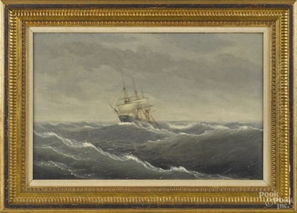 Seascape With A Clipper Ship Oil Painting by Thomas Birch