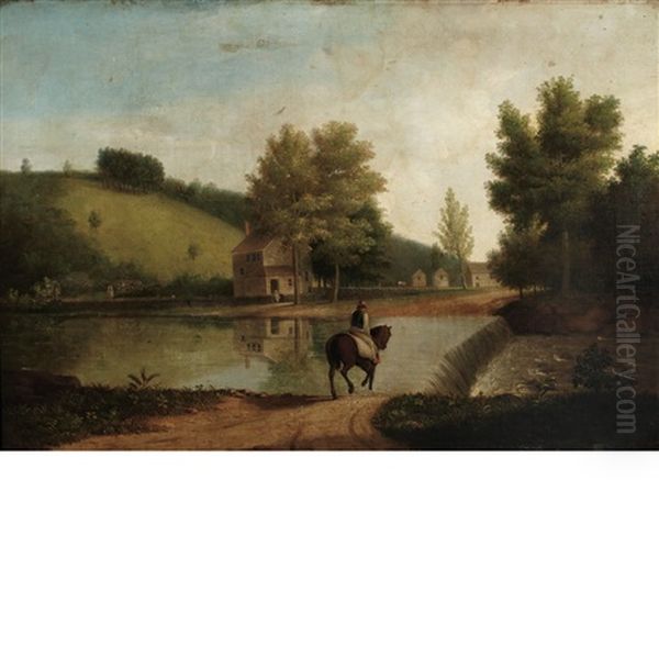 Crossing The Ford Oil Painting by Thomas Birch