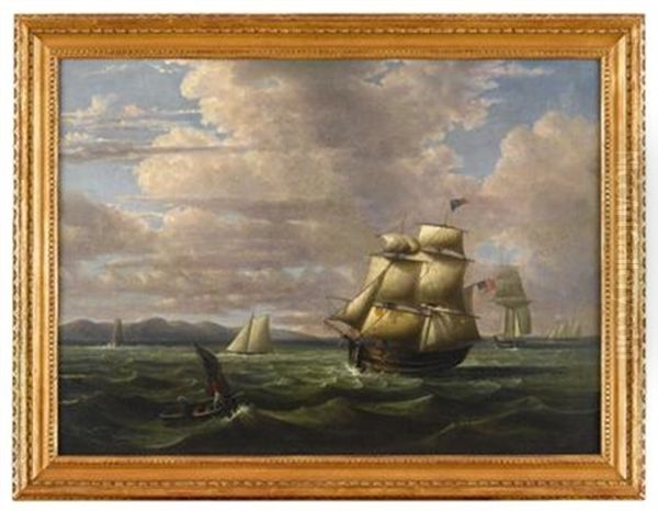 American Ships And Sailboats Oil Painting by Thomas Birch