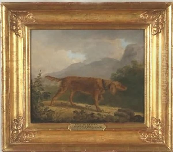 Setter In A Landscape Oil Painting by Thomas Birch